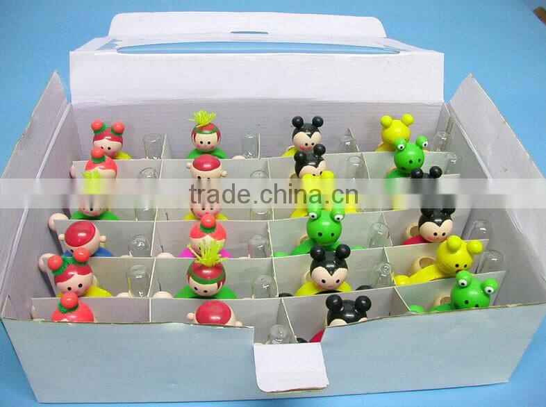 wooden cartoon kids mini toothbrush holder with 2 minutes hourglass