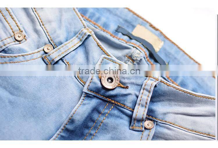 2016 Summer Fashion Women Sexy See Through Jean Pants Ladies Fancy Lace Patchwork Vogue Narrow Bottom New Model Jeans For Lady