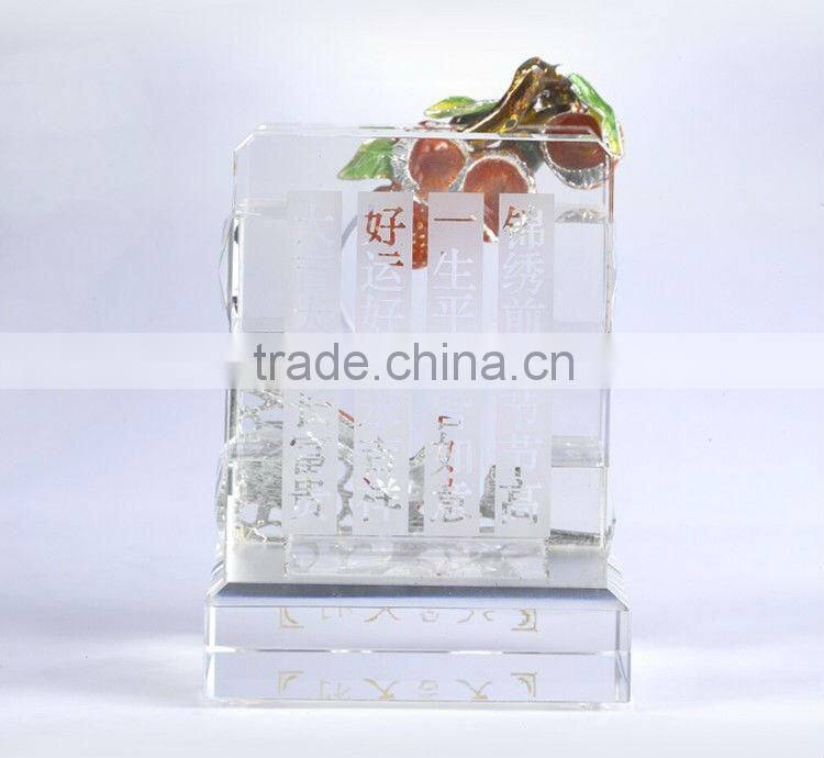RORO Good Fortune litchi enamel pewter crystal pen holder