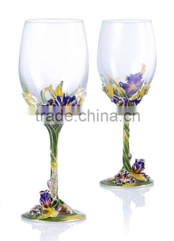 RORO Felicity iris enamel crystal glass big red wine glass