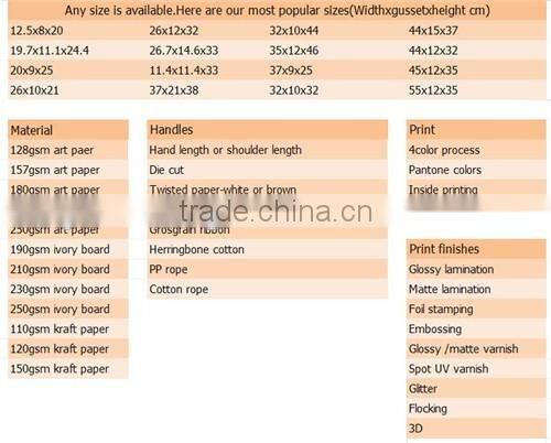 hot wholesale paper gift bag pink blue paper hand bag