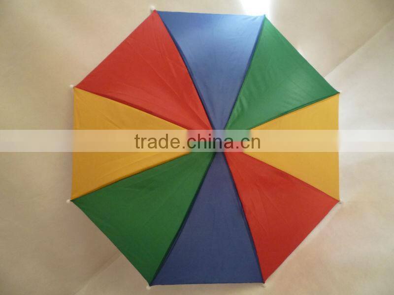 14" whole sale hat umbrella on head