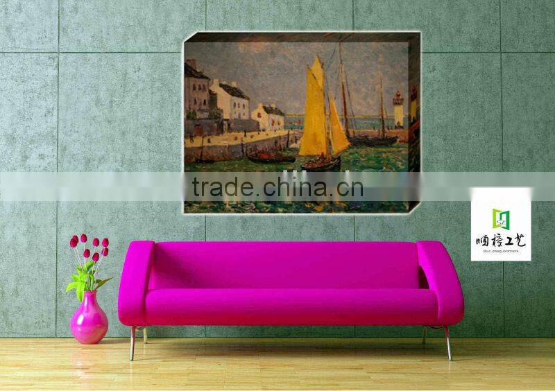 Hot! Retro seaside boat old color old oil painting style restaurant decorating supplies