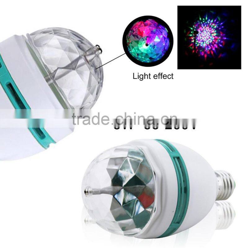 E27 3 Watt Triangle Bulbs RGB Color Changing Crystal Ball Effect DJ Disco Lamps LED Auto Rotating Stage Light