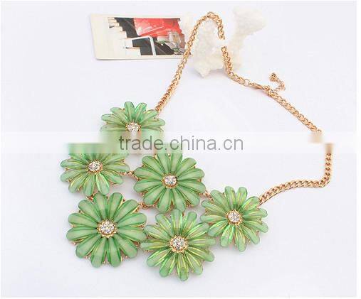 New European Style Flower Choker Collar Vintage Pendant Statement Necklace for Women