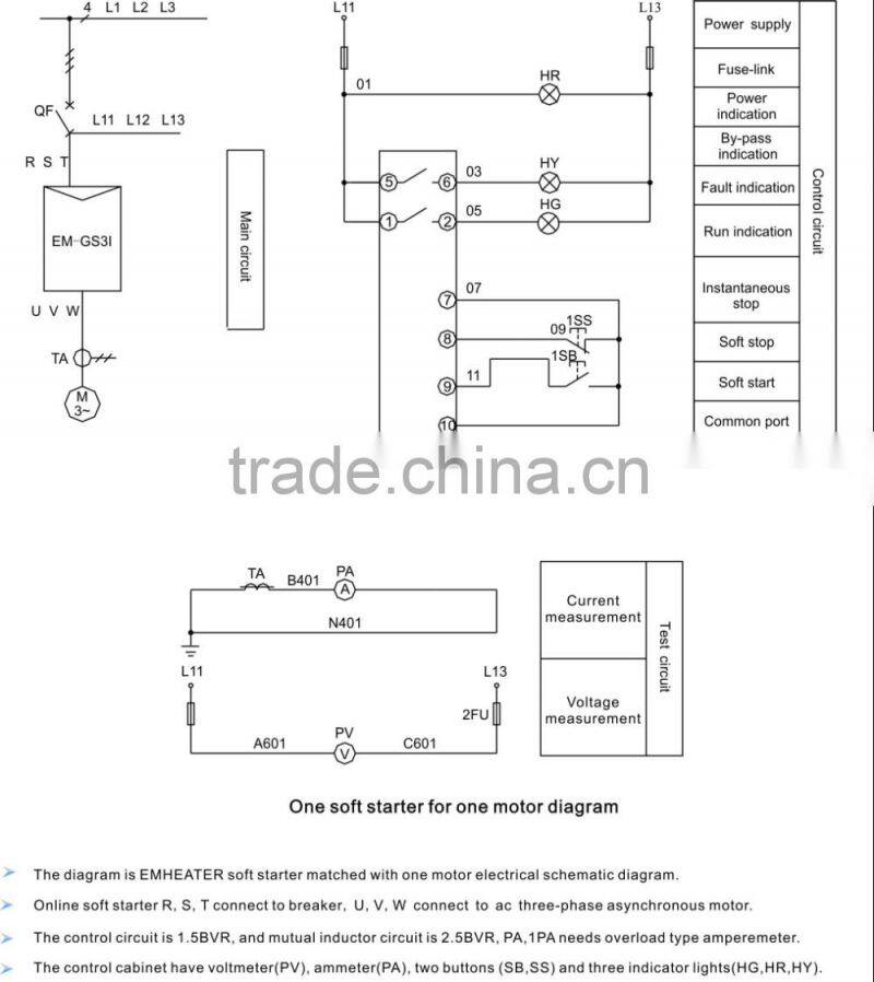 75KW 380Vac motor soft starter cabinet run AC motor