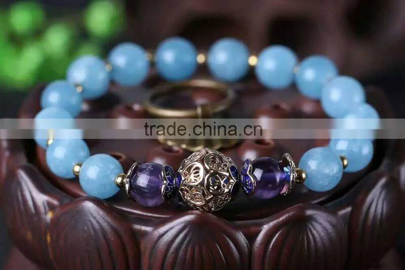 wholesale natural blue agate bracelet for ornament