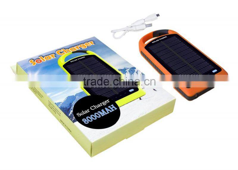 2016 new products 8000mAh dual USB solar cellphone charger/portable power bank/mobile phone accessories