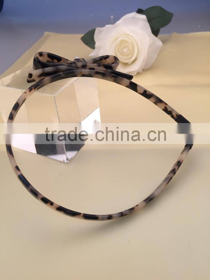 Eco-friendly cellulose acetate bow headband customize Fancy hand band with round pearl decorative for ladies girls career women