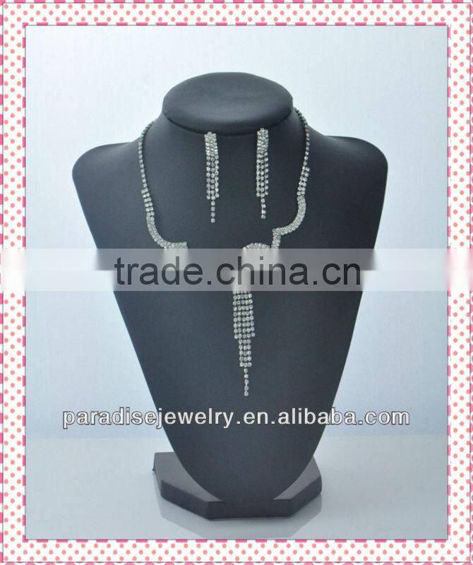 Fashion design Heart Alloy Plated Wedding Crystal Rhinestone Alloy Necklaces Earrings Jewelry Sets-NEW052102
