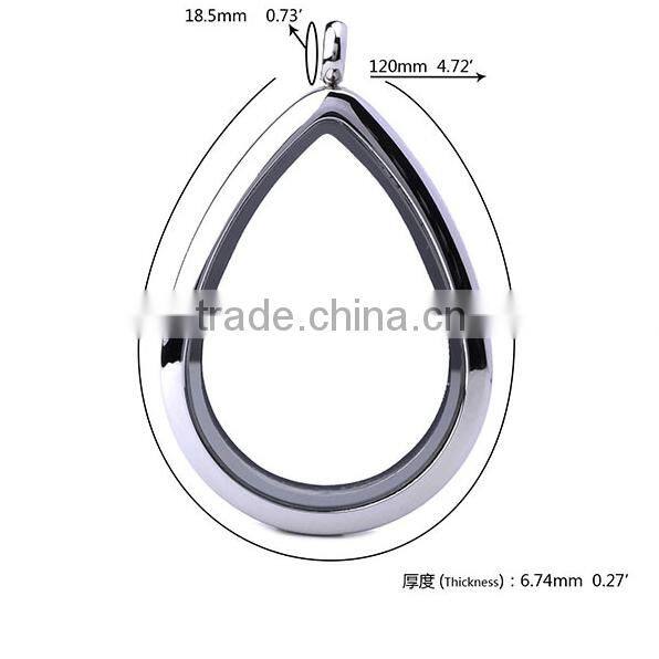 silver tear drop lockets living glass floating locket with crystal pendant