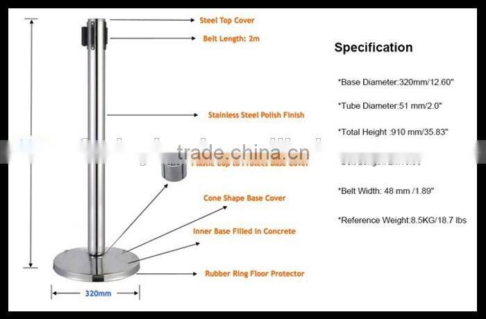 Cheap Polished Rope Barrier Railing Stand Stanchion