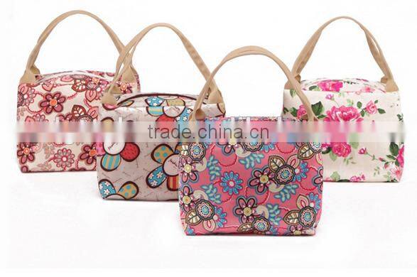 China made good quality flower pattern series canvas lunch bag home use for office