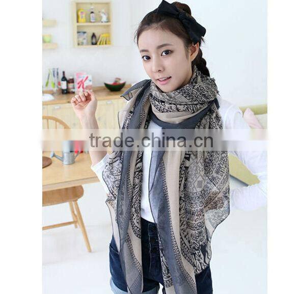 Women Long Print Cotton Scarf Wrap Ladies Large Silk Scarves Wholesale