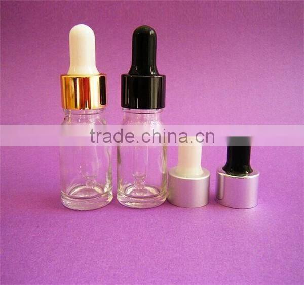 Hot sell round clear amber 10ml glass dropper bottles