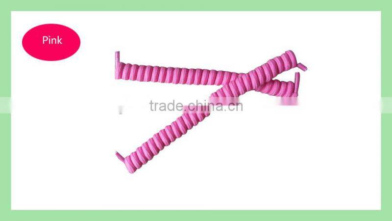 Spiral no tie red shoelace/elastic no tie curly shoelace