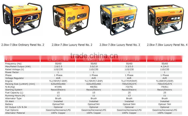 2.5kw 220 Volt Portable Electric Fuel Less Gasoline Generator Price