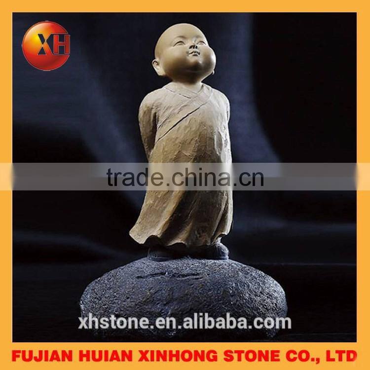 Lovely shaolin little monk buddha statue sleep on stone