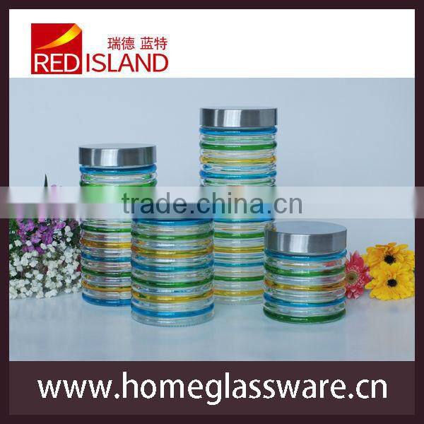 wholesale 4 size Glass jars with stainless steel lid for food storage