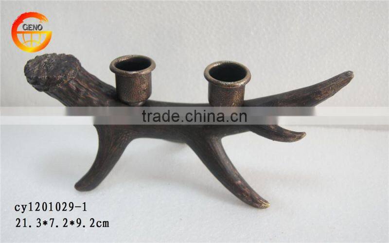 Hot selling resin antique white deer antler candle holder