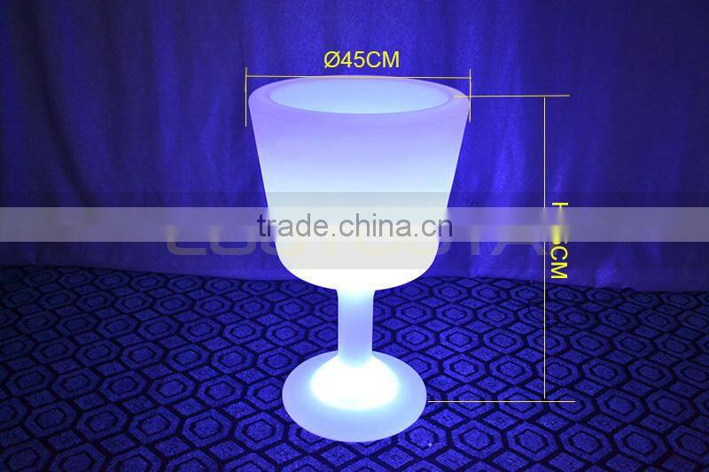 New Design wineglass shape Plastic Luminous Led Ice Bucket/Bar Wine Ice Bucket