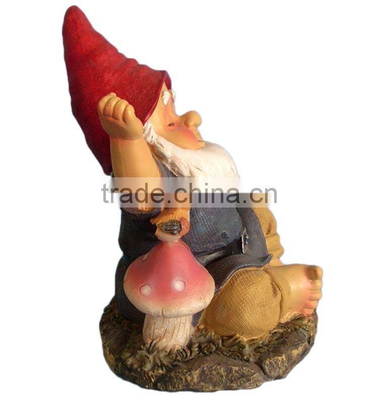 Popular cute mini wholesale funny garden slouching gnome with bird