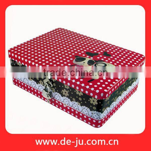 Classic Picture Printing Rectangular Lockable Box Tin
