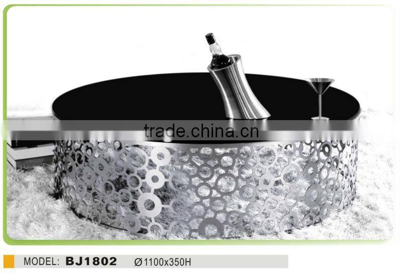 modern glass coffee table ,round coffee table,black coffee table BJ1802