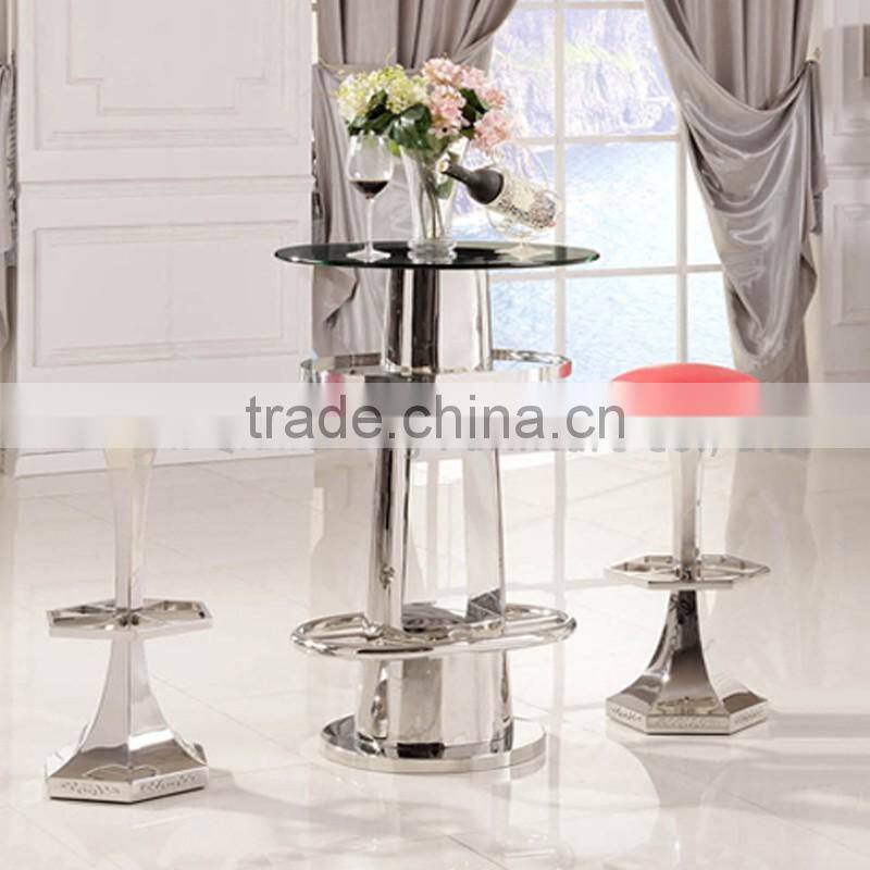 201 stainless steel red bar chair with footrest