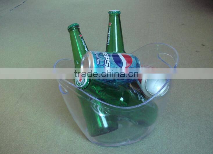 transparent High quality custom logo large wave plastic champagne ice bucket/wine ice bucket