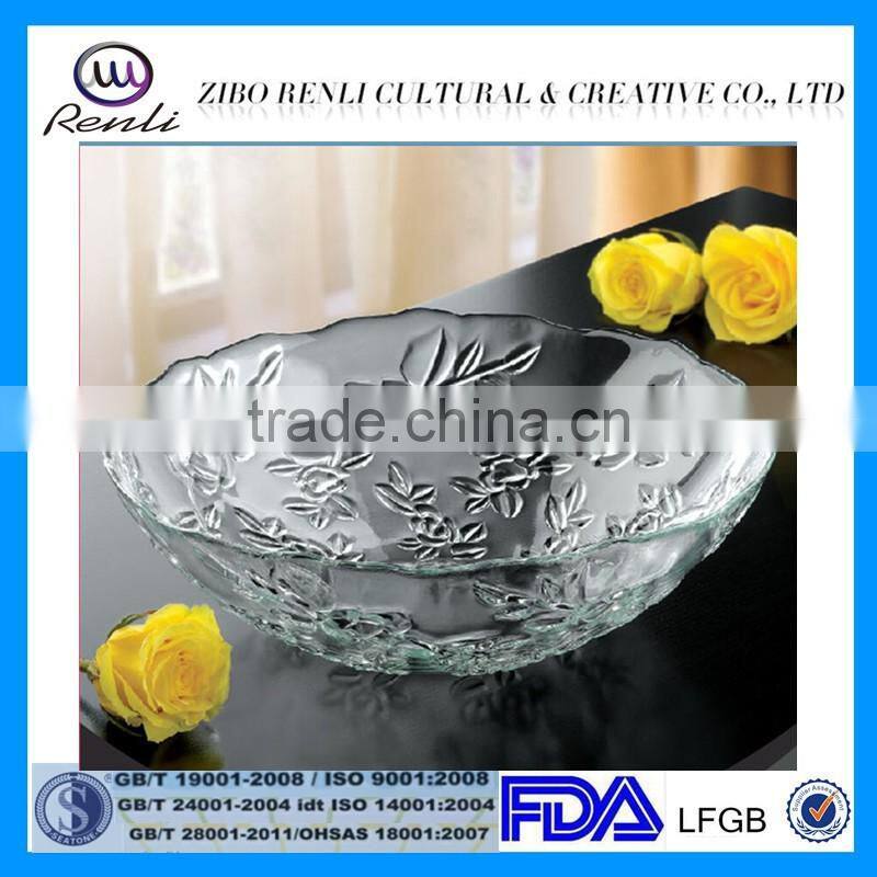 12.5' Clear Rose Embossed Fruit Salad Mixing Bowl