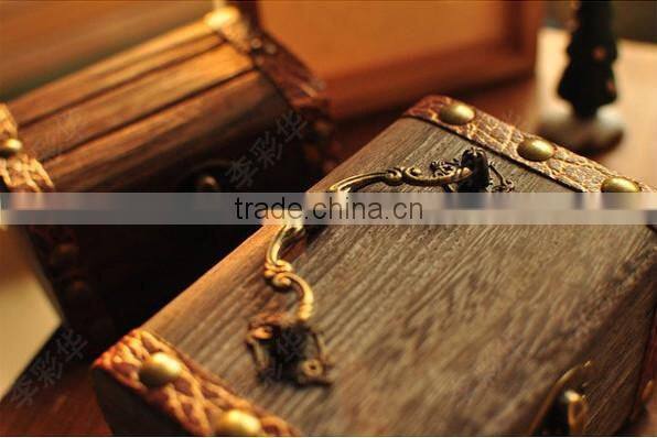 Zakka Vintage wooden jewelry box Antique Chinese storage box desktop furnishing articles gift box
