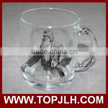 Topjlh high quality sublimation glass beer mug with handle