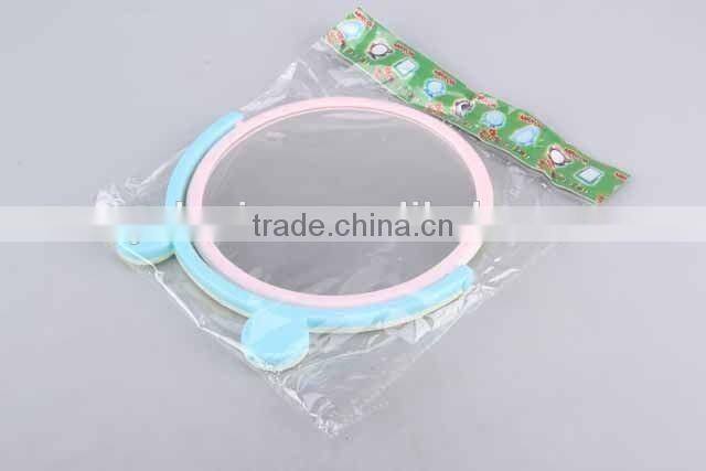 Colorful round plastic double sided with double round foot base mirror