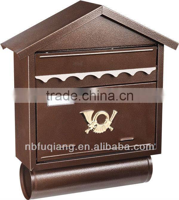 FQ-102 Modern outdoor cast iron mailbox metal steel mailbox iron letterbox with 3 colors can stand on ground