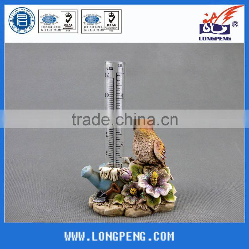 Cute Resin Garden Birds Rain Gauge,Polyresin Brid Design Rainfall Records