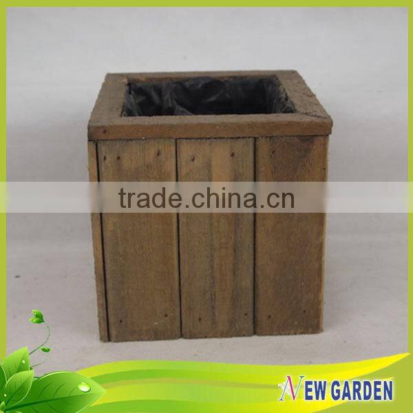 Eco-friendly Retangle Wooden planter ,Handmade Slat Wood Basket