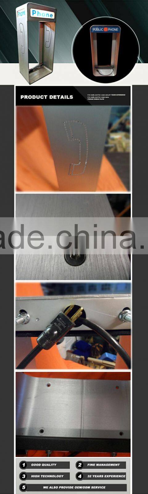 2015 powder coated red steel metal antique telephone booth