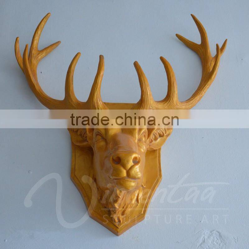 Modern home decoration fiberglass animal head sculpture wall hanging statues