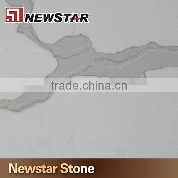 Newstar snow white marble color white quartz countertop with grey veins