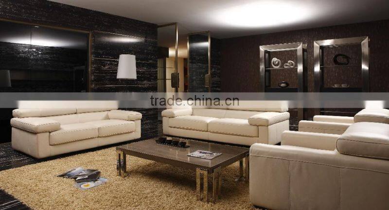 JR8078 Voage Modern Luxury Italy beige Genuine full leather italian style living room sofa couch