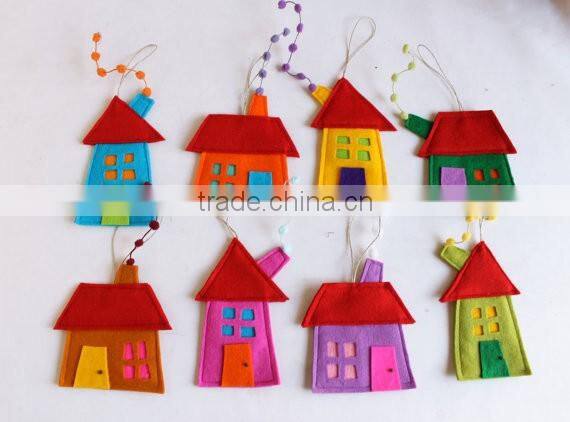House ornaments Decoration Set of eight Felt House for wall hanging