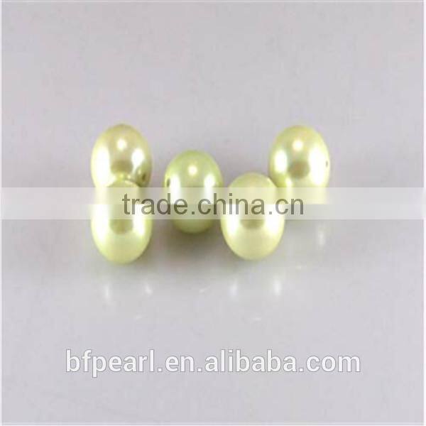 Half-drilled 10mm Light Green Round Shell Pearl Bead for Earrings or Pendent