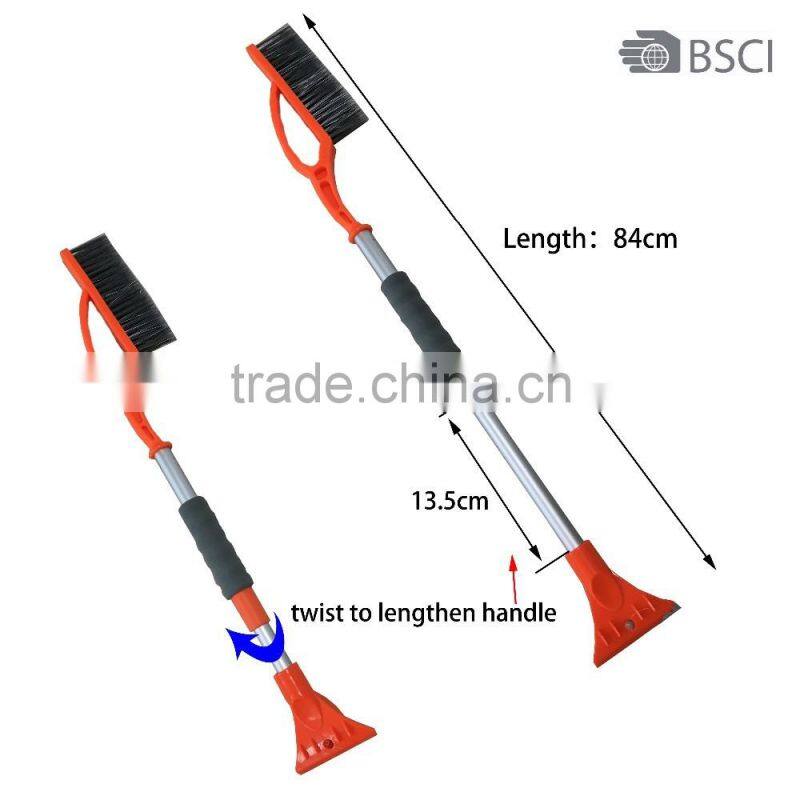 high quality telescopic snow brush with ice scraper EVA handle