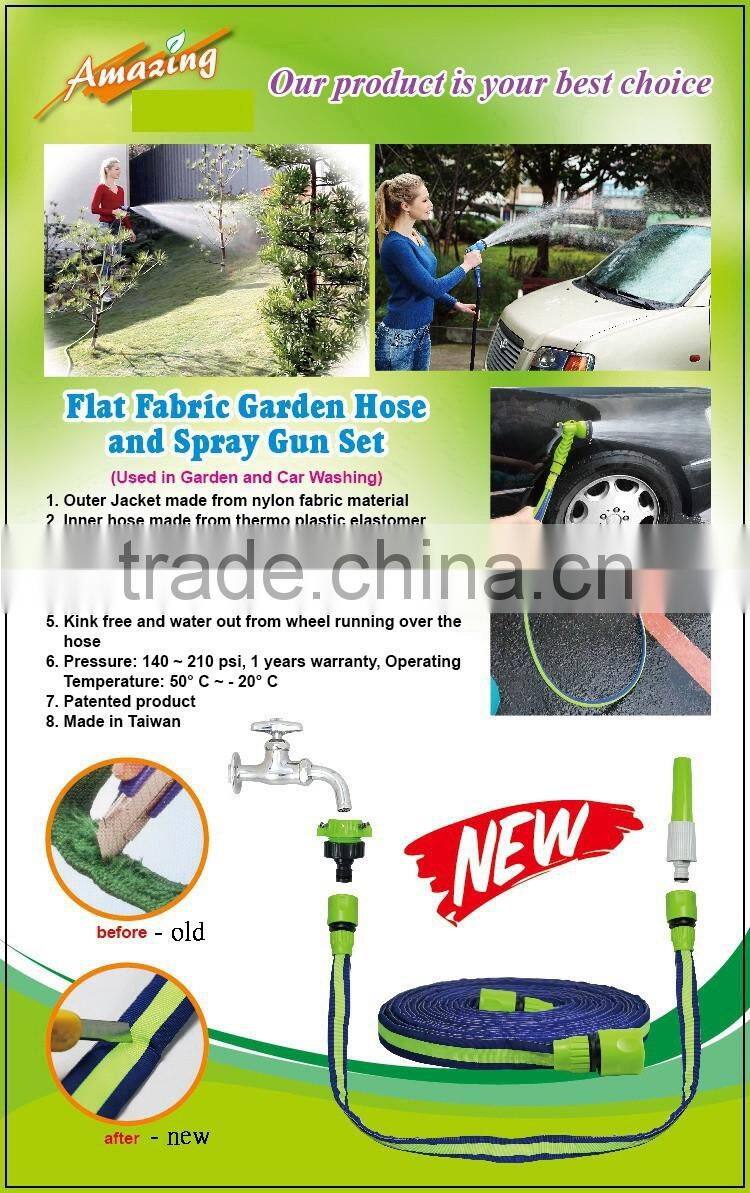 7.5 Meter Fabric Flat Garden Hose Set (SWH-1001A-7.5M)