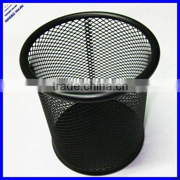 High quality desktop black square metal mesh pen holder