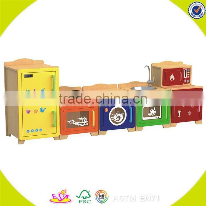 Wholesale preschool kitchen furniture toy, wooden pretend kitchen toy, best design children wooden pretend kitchen toy W10C273