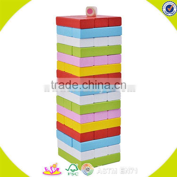 Wholesale hot sale 48 pcs wooden toddler stacking bricks toy teaching aid wooden toddler stacking bricks toy W13D151