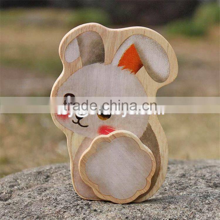 New design educational rabbit peacock squirrel toys wooden animal toys for toddlers W01B040