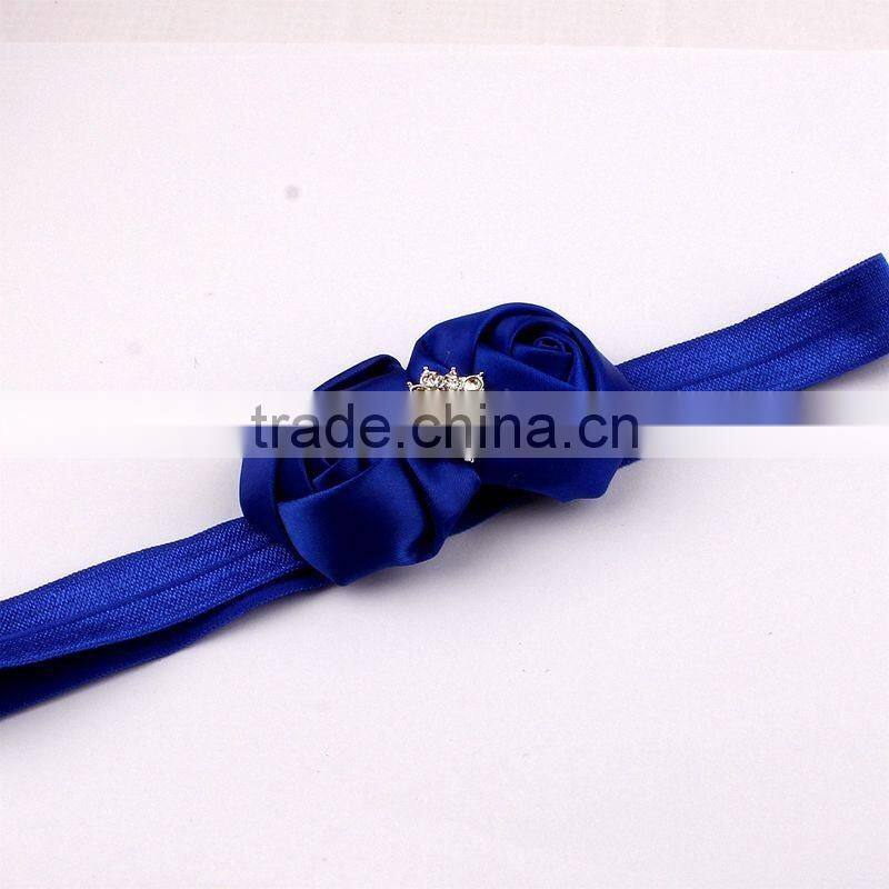 rolled handmade rose flower headband satin flower hair band